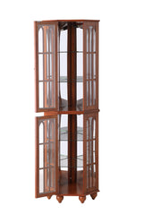 Anveffeg Corner Curio Cabinet with Glass Shelves, Tempered Glass Doors, Solid Wood Legs, 70H x 22W x 16.95D inches (Walnut) Anveffeg