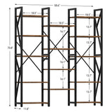 GAOMON 70.8” Triple Wide Rustic Brown 5-Tier Industrial Bookshelf with 14 Open Shelves GAOMON