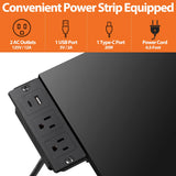 JupiterForce Drafting Table Art Desk w/Power Outlet and Stool, Adjustable Tilting Drawing Table Artist Desk with 2 Storage Drawers, Art Craft Work Station for Home Office Working, Writing, Crafting JupiterForce