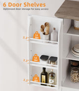 Memobarco 72" Kitchen Pantry Cabinet,Tall Storage Cabinet with 4 Doors Shelves,2 Cabinets,Drawer,Adjustable Shelves,Freestanding Cupboard for Kitchen,Dining Room,Living Room,Laundry,White+Gray Memobarco