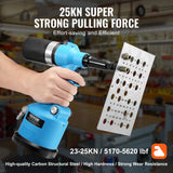VEVOR Air Riveter, Pneumatic Air Riveter, 20.2KN Pulling Force Pop Rivet Gun Tool Kit, Heavy Duty Air Hydraulic Rivet Gun for Mechanic Tool, Construction, Home Improvement - With 13 Size Nose Pieces VEVOR