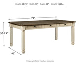 Signature Design by Ashley Bolanburg Farmhouse Dining Table with Drawers, Seats up to 6, Whitewash Signature Design by Ashley