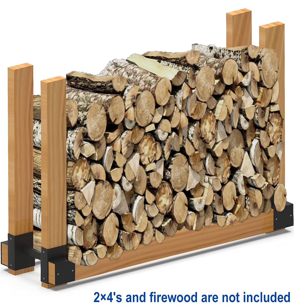 Artibear Depth Adjustable Firewood Rack Brackets for Outdoor, 2x4 Wood Storage Holder Kit for Indoor Fireplace, 2 Packs (2x4s not Include) Artibear