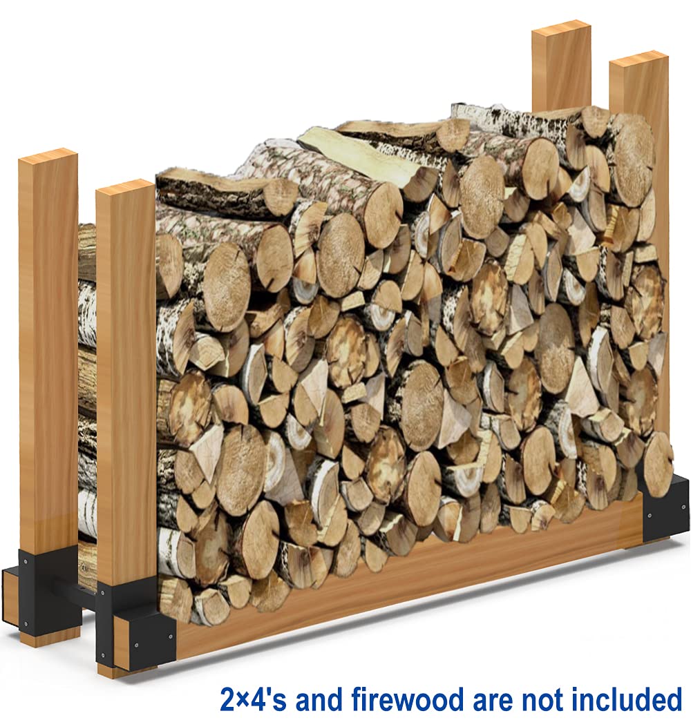 Artibear Depth Adjustable Firewood Rack Brackets for Outdoor, 2x4 Wood Storage Holder Kit for Indoor Fireplace, 2 Packs (2x4s not Include)