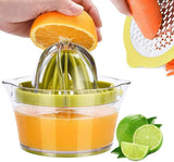Drizom Citrus Lemon Orange Juicer Manual Hand Squeezer with Built-in Measuring Cup and Grater, 12OZ, Green Drizom