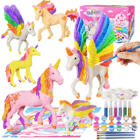Yileqi Unicorn Painting Kit - Paint Craft for Girls, Arts and Crafts for Kids Age 4-9 - DIY Unicorn Party Favors and Activities Yileqi