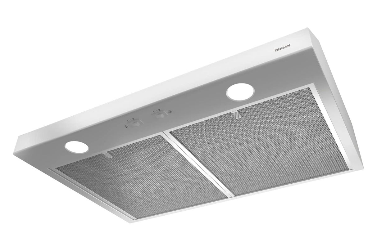 Broan-NuTone BCSD130WW Glacier 30-inch Under-Cabinet 4-Way Convertible Range Hood with 2-Speed Exhaust Fan and Light, 300 Max Blower CFM, White Broan-NuTone