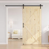 SMARTSTANDARD 48in x 96in Sliding Barn Door with 8ft Barn Door Hardware Kit Included, Unfinished Solid Spruce Wood Door, Assembly Required, DIY, Stainable, Fit Opening up to 46in x 94in SMARTSTANDARD