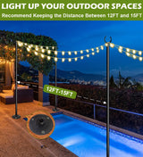 Eazielife Outdoor String Light Pole, 10 FT Heavy Duty Hanging Light Stand Pole for Outside Hard Soil Wood Backyard, Patio, Christmas, Wedding, Party (2 Packs) Eazielife