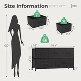 OLIXIS Dresser for Bedroom, 5 Storage Fabric Drawers, Metal Frame and Wooden Top, Tall Storage Drawer Dresser for Closet with Easy Pull Handles for Living Room, Entryway, Small Space Black OLIXIS