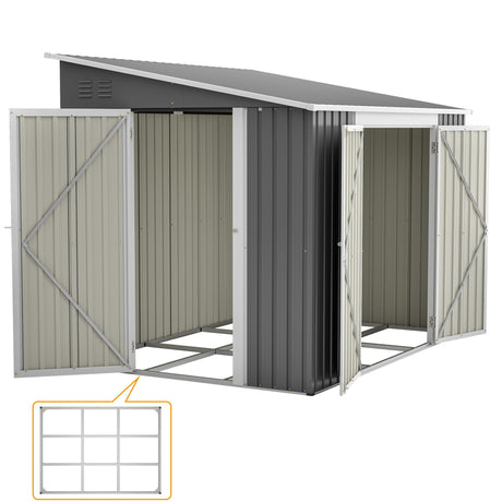 6x8FT Metal Outdoor Storage Shed with Floor Frame,Large Tool&Lawn Mower Shed with Two Lockable Doors for Garden Backyard Patio Storage,Outside Lean to Waterproof Storage Shed Thanaddo
