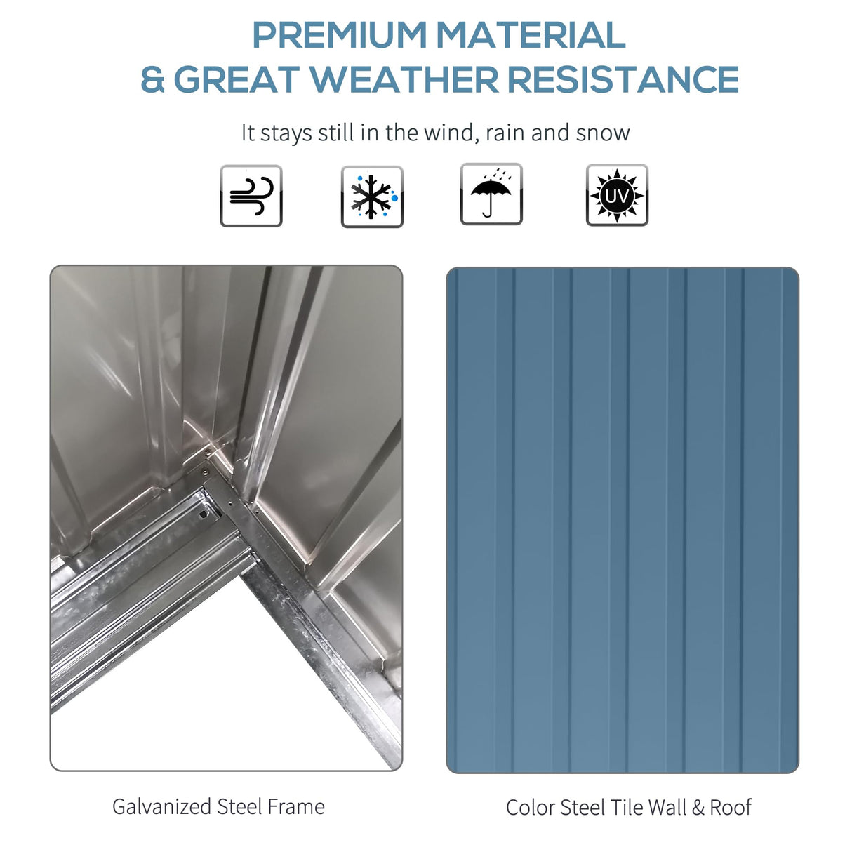 Outsunny 11' x 9' Outdoor Storage Shed, Galvanized Metal Utility Garden Tool House, Lockable Door for Backyard, Bike, Patio, Garage, Lawn, Blue Outsunny