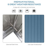 Outsunny 11' x 9' Outdoor Storage Shed, Galvanized Metal Utility Garden Tool House, Lockable Door for Backyard, Bike, Patio, Garage, Lawn, Blue Outsunny
