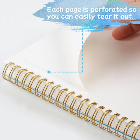 Phinus 30 Sheets Watercolor Sketchbook 5.5 x 8.5 Inch, Watercolor Paper Cold Press (140lb/300gsm), Spiral Bound Water Color Pad for Adults Kids, Mixed Media, Markers and Art Journaling Phinus