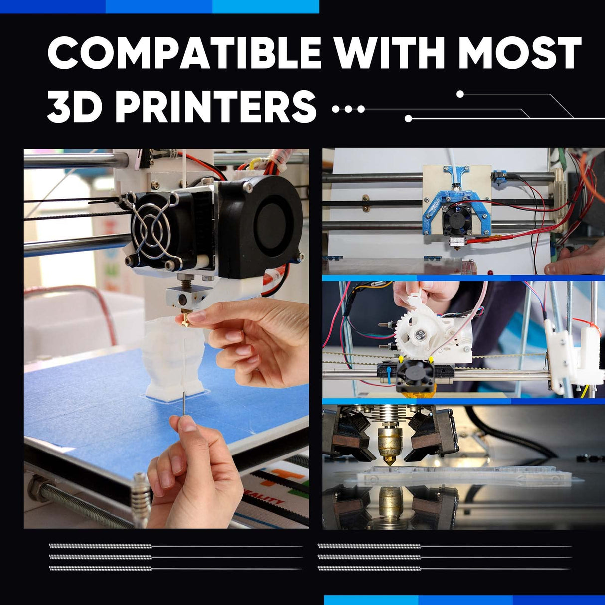 48 Pieces 3D Printer Nozzle Cleaning Kit 0.4 mm Stainless Steel Nozzle Cleaning Needles 3D Printer Nozzle Cleaner for 3D Printer Accessory Hotop