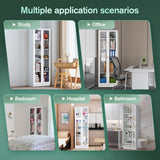 IRONMIX 70.87 Inch Tall White Enclosed Bookshelf with Acrylic Door and Adjustable Shelves IRONMIX