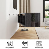 LUXOAK 70" Woodgrain High Gloss Floating TV Stand with LED Lights & Charging Station, Wall Mounted Media Entertainment Center for TVs Up to 80", Modern Floating TV Console for Living Room, Black LUXOAK