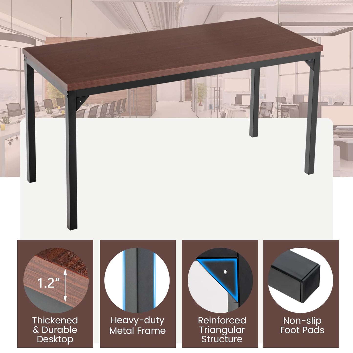 Tangkula Conference Table Set of 2, Rectangular Meeting Room Table with Large Tabletop & Heavy-Duty Metal Frame, Multifunctional Computer Desk for Home, Office, Conference Room - WoodArtSupply