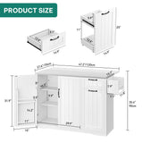 YITAHOME Kitchen Island with Stainless Steel Top, 54" Drop Leaf Kitchen Island with Storage, Rolling Carts with Pull-Out Cabinet, 3 Tier Slide Out Drawers & Shelves, 2 Doors Storage for Dining,White YITAHOME