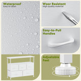 Simple Deluxe TV Stand Dresser for Bedroom Entertainment Center with 5 Fabric Drawers, Storage Organizers Units for Living Room, Media Console Table with Open Shelf up for 45" TV, White, Wood top Simple Deluxe