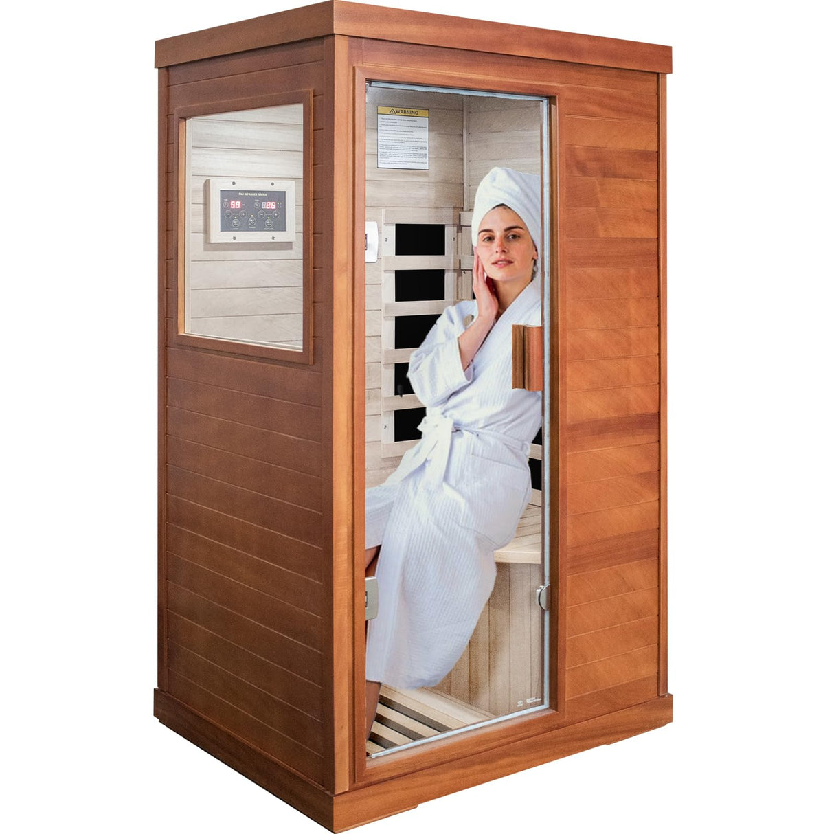 OUTEXER Far Infrared Sauna Home Sauna Spa Room Low-EMF Wood 800W Indoor Saunas with Control Panel and Tempered Glass Door, Room:35.2 * 27.6 * 61.6Inch OUTEXER