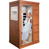OUTEXER Far Infrared Sauna Home Sauna Spa Room Low-EMF Wood 800W Indoor Saunas with Control Panel and Tempered Glass Door, Room:35.2 * 27.6 * 61.6Inch OUTEXER