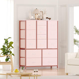 ElectraSpeedy 15 Drawers Dresser, Tall Dressers for Bedroom, Large Chests of Drawers, Fabric Storage Dresser Organizer Unit for Closet, Hallway, Living Room (Pink Wood Grain Print) ElectraSpeedy