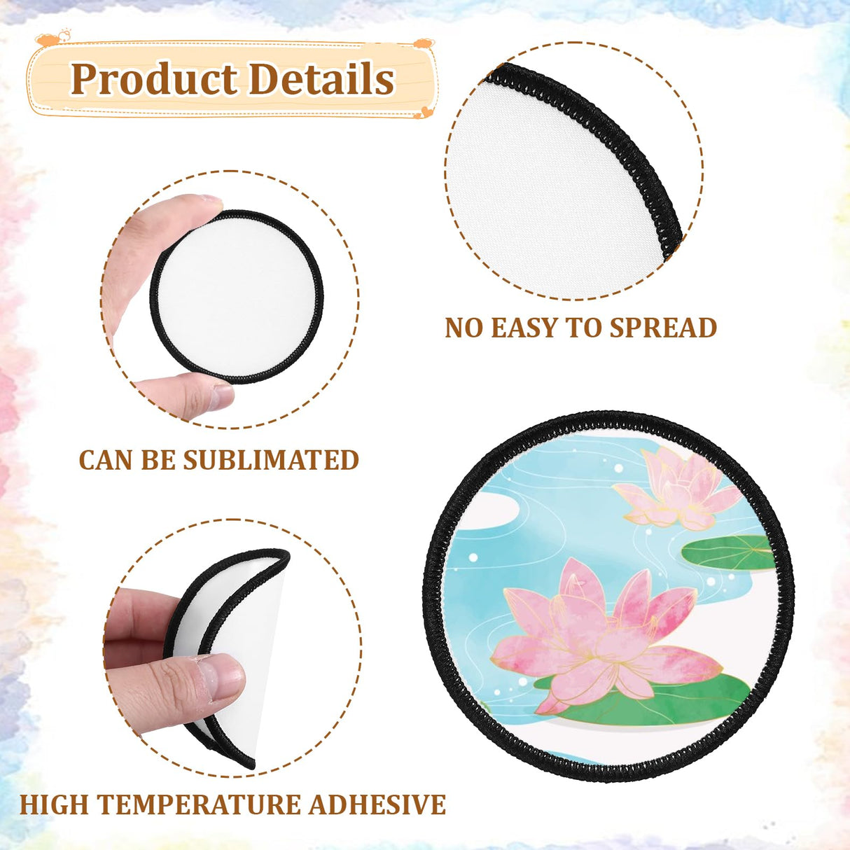 30Pcs Sublimation Blanks Patches Iron On Blank Patches Large Iron-on Patch with Black Border Exquisite Fabric Patches for DIY Crafts Hats Caps Backpack Uniforms (Round) Psyqtsuary