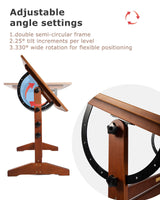 DJAR Adjustable Wooden Drafting Table, 35"x24" Walnut Drawing Desk for Art, Sketching, Painting & Writing DJAR