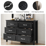 LINSY HOME Farmhouse 6 Drawers Dresser Chests for Bedroom, Wood Dresser Wide Chest of Drawers, Storage Dressers Organizer for Bedroom, Living Room,Hallway, SGS Certified LINSY HOME