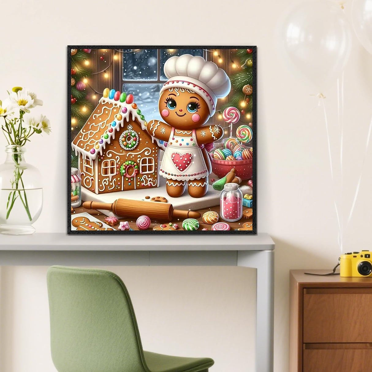 Christmas Gingerbread House Diamond Painting Kits for Adults, 5D Diamond Art Kits for Adults Beginners, DIY Full Round Drill Diamond Dot Painting Gem Art Kits for Adult, Home Wall Decor 13.8x13.8 Inch LKHMVCA