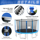 PayLessHere Trampoline 8FT 10FT 12FT 14FT Trampoline with Enclosure ASTM Approved-Combo Bounce Exercise Trampoline PVC Spring Cover Padding for Kids and Adults (Blue, 14FT) PayLessHere