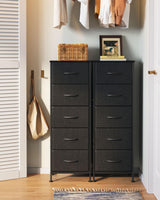 AODK Dresser for Bedroom with 5 Storage Drawers, 48" Tall Dresser Chest of Drawers Fabric Dresser with Sturdy Steel Frame, Black AODK