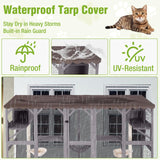 GUTINNEEN Extra-Large Catio, 104" Wall-Mounted Outdoor Cat Enclosure - Cat House Window Box Walk-in Cat Kennel Shelter with Weatherproof Roof, 2 Scratching Posts, 2 Hammocks & Bridge for 6-8 Cats GUTINNEEN