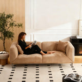 YOPENG 82" Modern Sofa 3-Seater Upholstered Couch with Metal Legs, Luxury Comfy Tuxedo Sofas, Soft Boucle Loveseat Minimalist Curved Couches for Living Room Bedroom Home Office Apartment, Camel YOPENG