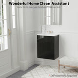 eclife 16" Small Bathroom Vanity Sink Combo, Modern Painted Wall Mounted Floating Cabinet W/Decoration Lines, Resin Basin Sink Top, Chrome Water Save Faucet & Pop Up Drain (Piano Black) eclife