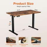 Sweetcrispy Electric Standing Desk Adjustable Height, 55x24 Inch Sit Stand Up Home Office Desks Computer Workstation PC Work Table with 3 Memory Preset Splice Wood Board Metal Frame, Rustic Sweetcrispy