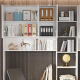 MOUMON Double Office Desk with Drawers and Shelves, Home Office Desk with Doors and Shelves, Double Computer Desk Workstation for Office White (94.5”W x 23.6”D x 86.6”H) MOUMON