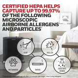 Honeywell AllergenPlus HEPA Air Purifier, Airborne Allergen Reducer for Large Rooms, Reduces Allergens, Smoke, Wildfire Smoke, Pollen, Pet Dander and More, Black, HPA200 Honeywell