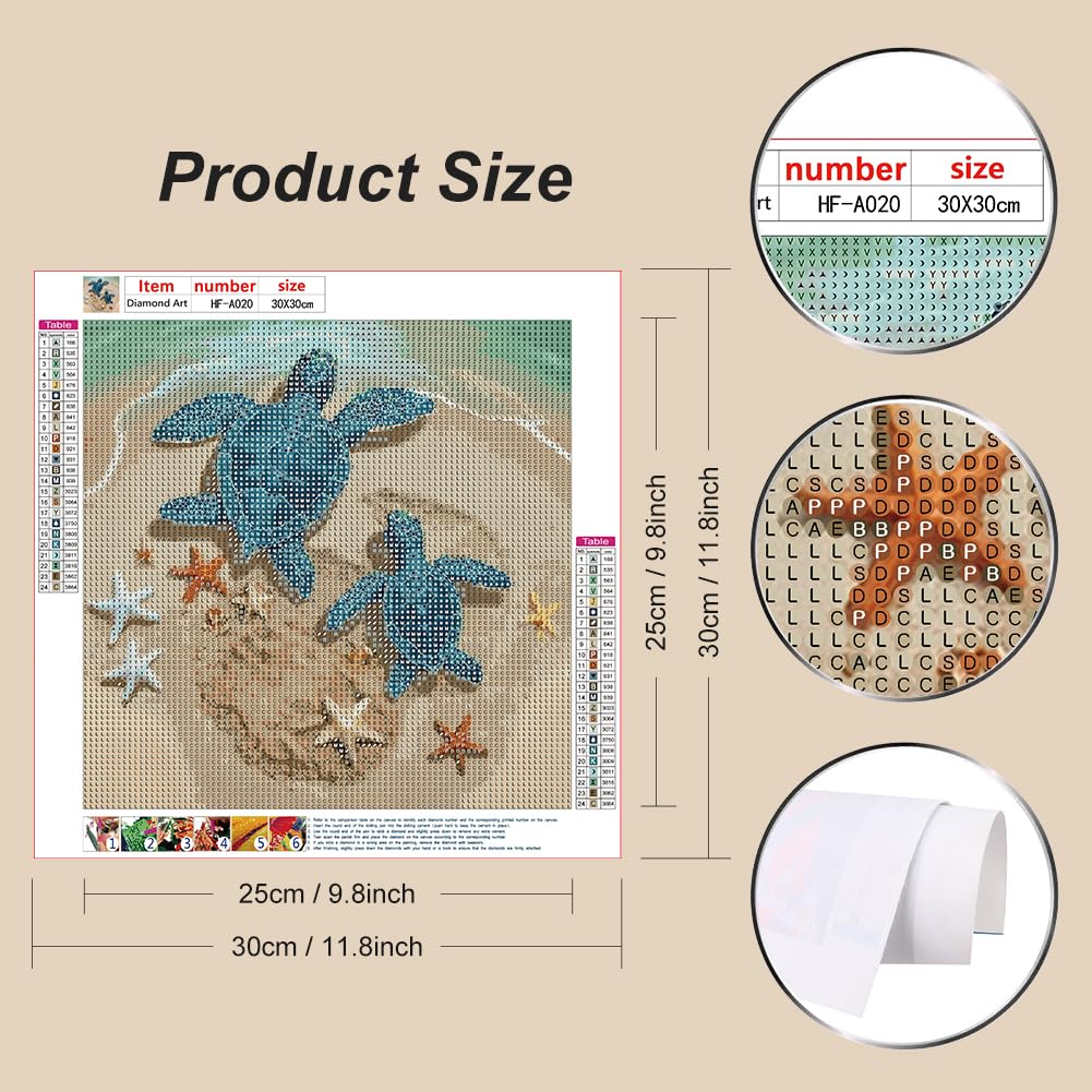 hill froeistung 5D Turtles Diamond Art Painting Kits for Adults,Starfish Diamond Art for Beginners, DIY Full Drill Beaches Diamond Art Painting(12X12 inch) hill froeistung
