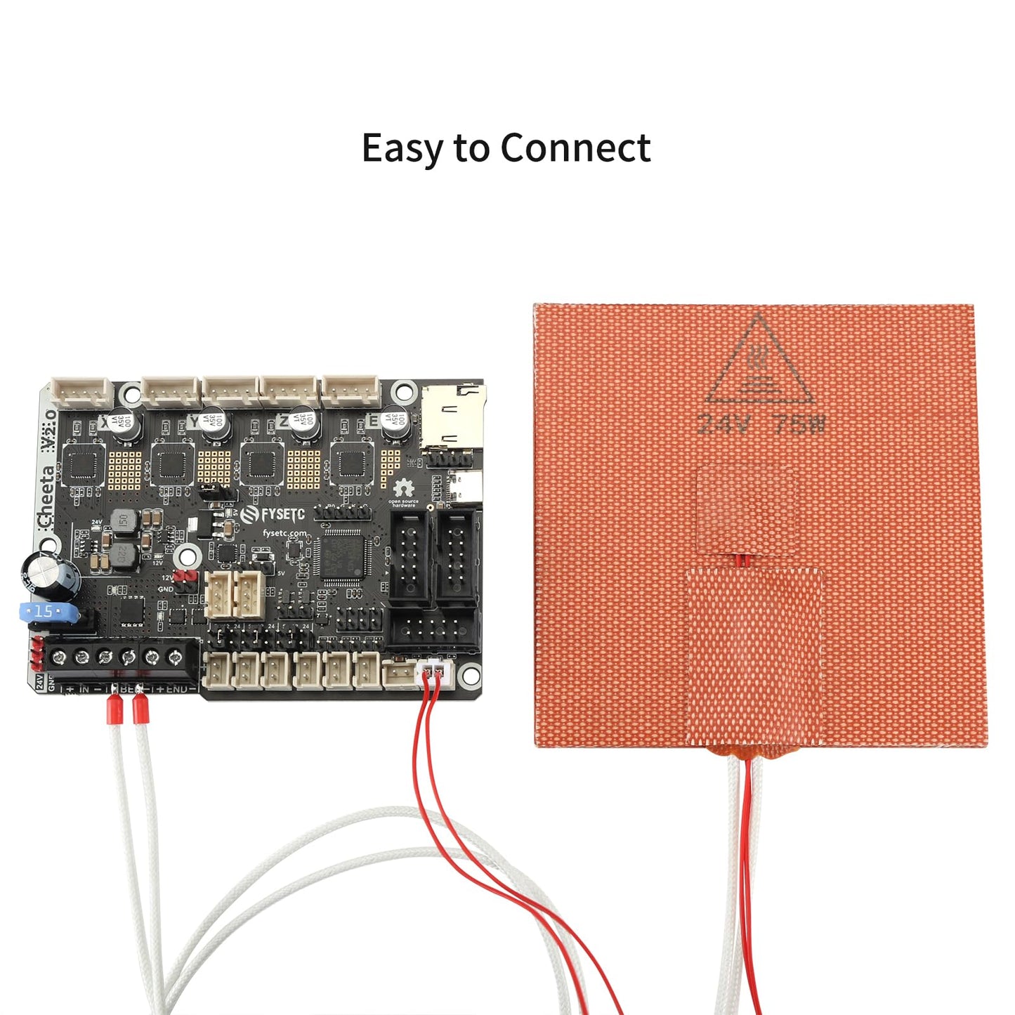 FYSETC 3D Printer Voron0.1 Silicone Heater Pad - 24V 75W Heating Mat 100x100mm - Heated Bed with NTC 100K Thermistor: Built-in Bimetal Thermostat Easy Install for Vorn 0 0.1 Hot Aluminum Buil - WoodArtSupply