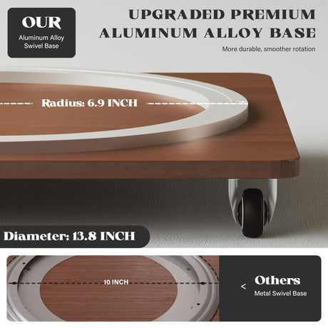 4 Tier Solid Wood Rotating Bookshelf Tower on Wheels, 360° Upgrade Spinning Book Shelf, Revolving Bookcase Organizer, Swivel Bookshelves for Small Spaces, Corner, Bedroom, Kids Room, Office (Walnut) Easyego