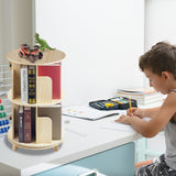 ZBPRESS 5-Tier Rotating Wood Bookshelf with Legs - 360° Space-Saving Storage Solution ZBPRESS