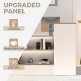 Nuipesn Modern L Shape Reception Desk with Counter – Front Desk Receptionist Counter with Storage Shelves, Drawer & LED Light for Office, Salon, Store (White+Natural, 59" L * 20" W * 40" H/Left) Nuipesn