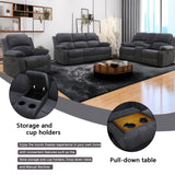 A Ainehome Living Room Furniture Set Recliner Sofa Set Loveseat Chair Furniture Sofa Set Grey Corduroy for Living Room/Rv/House/Theater Seating (A-Dark Grey Corduroy, 3 piece set) A Ainehome