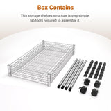 YSSOA 3-Tier Heavy Duty Storage Shelves 750Lb Capacity, 24.02" D x 13.78" W x 21.97" H Shelving Unit for Pantry, Garage, Laundry and Kitchen, Chrome YSSOA