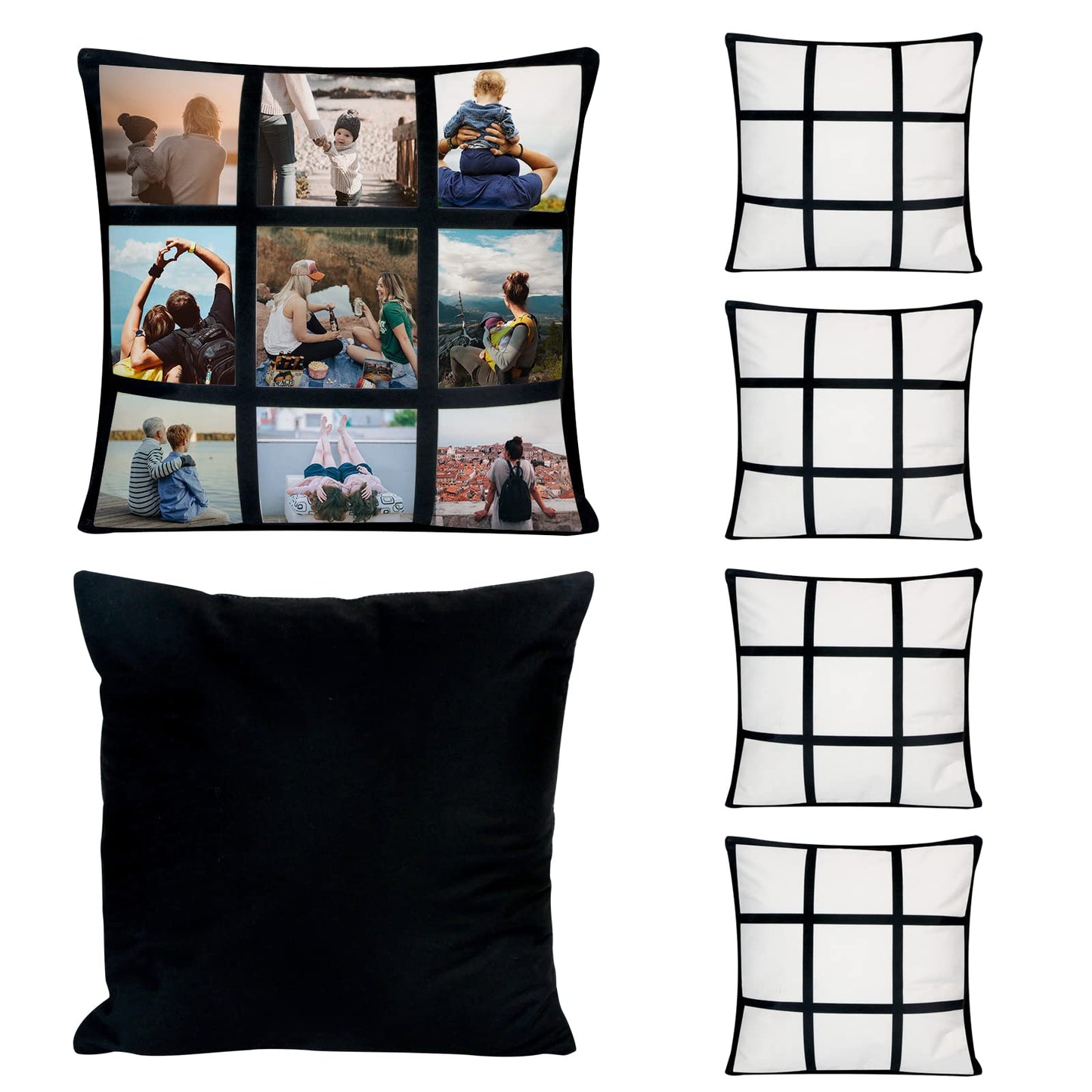 MAIKESUB 4 Pcs Sublimation Blank Lattice Pillow Cases Cushion Cover Throw Pillow Covers for Sublimation Printing 15.7 x 15.7 Inch with Invisible Zippers DIY No Pillow Insert 9 Panel