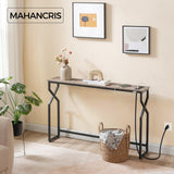 MAHANCRIS Console Sofa Table, 44.9" Entryway Table with Power Station, Narrow Couch Table, Hallway Table, Sofa Table with USB Ports, Metal Frame, for Entrance, Living Room, Greige CTHG113E01 MAHANCRIS