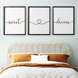 Set of 3 Framed Farmhouse Sweet Dreams Sign 11x14” Above Bed Wall Decor for Bedroom Decor Wall Art Wood Signs (11"x14", Black) Houmury