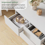 Jocoevol Modern White 7 Drawer Dresser for Bedroom, Simply Chest of Drawers, Wood Storage Dresser with Deep Drawers for Living Room Hallway Entryway, White Jocoevol